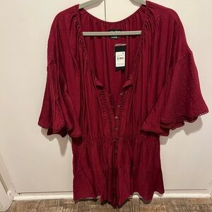 Elegant Red Women's Romper